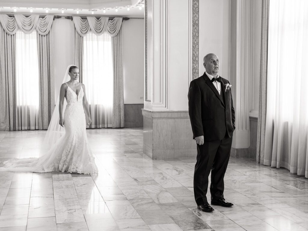 Bride and dad first look