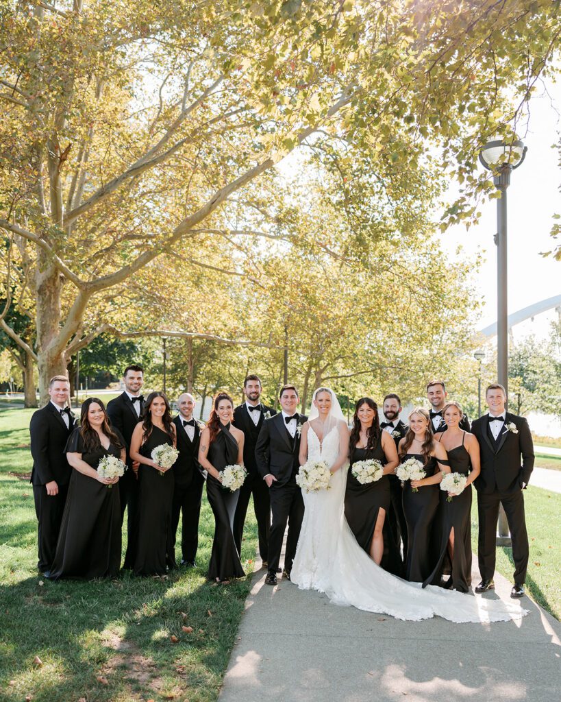 Wedding party at Bicentennial Park in Columbus, Oh