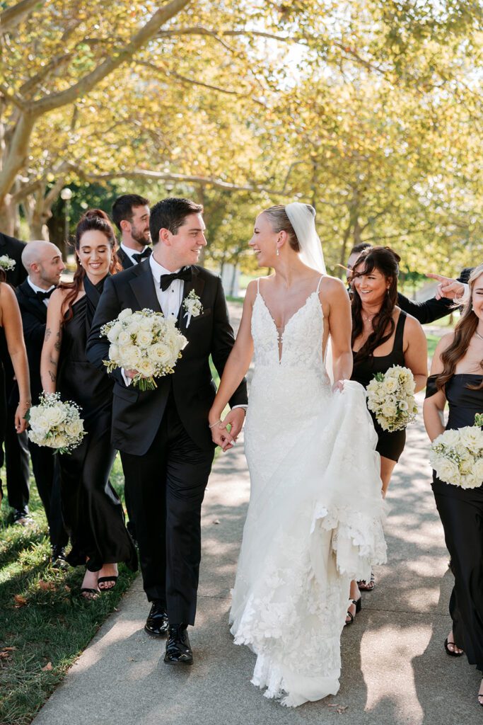 Wedding party at Bicentennial Park in Columbus, Oh